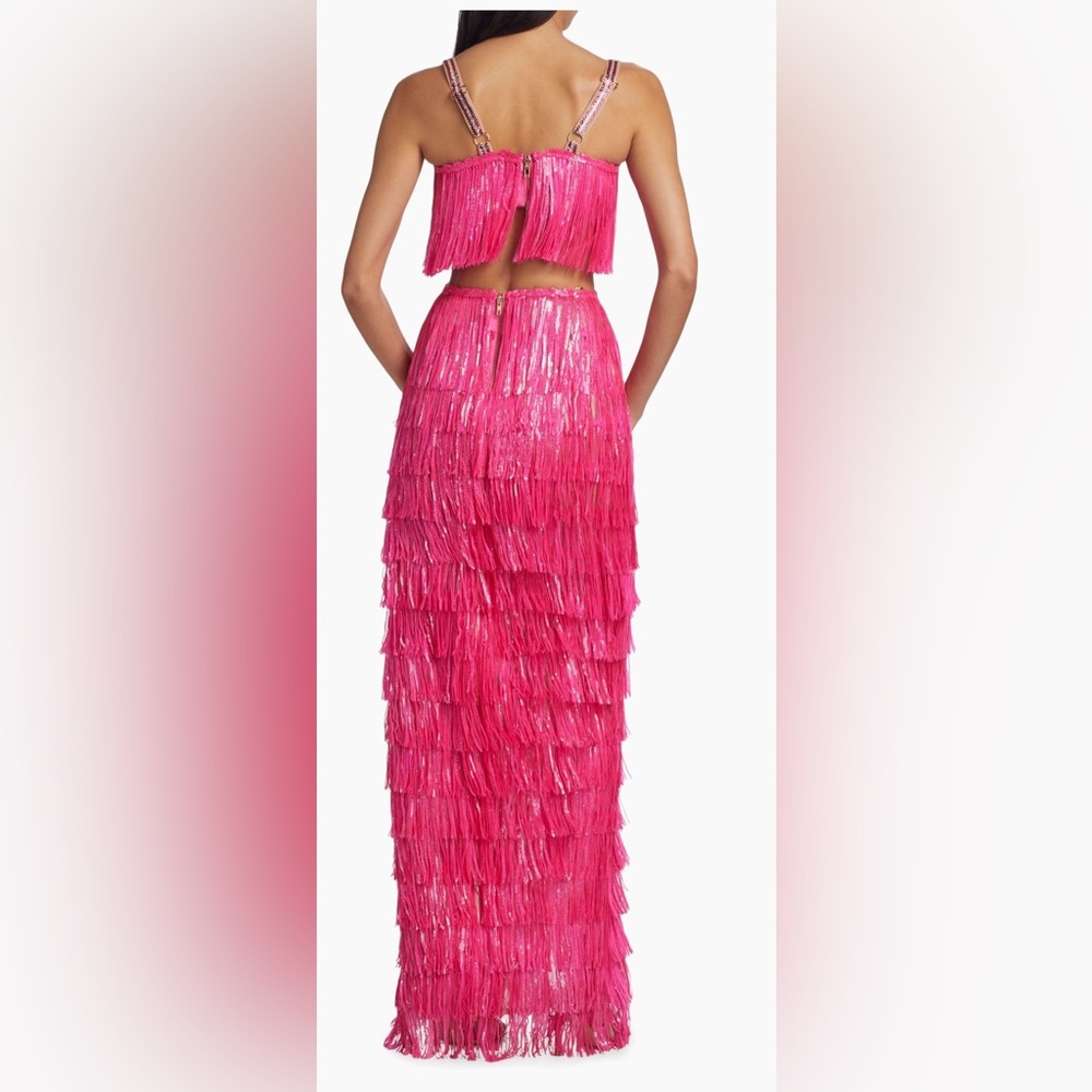 Bronx and Banco Sequin Fringe Two-Piece Skirt Set. NWT. Size L which is a US 8 - Picture 3 of 5